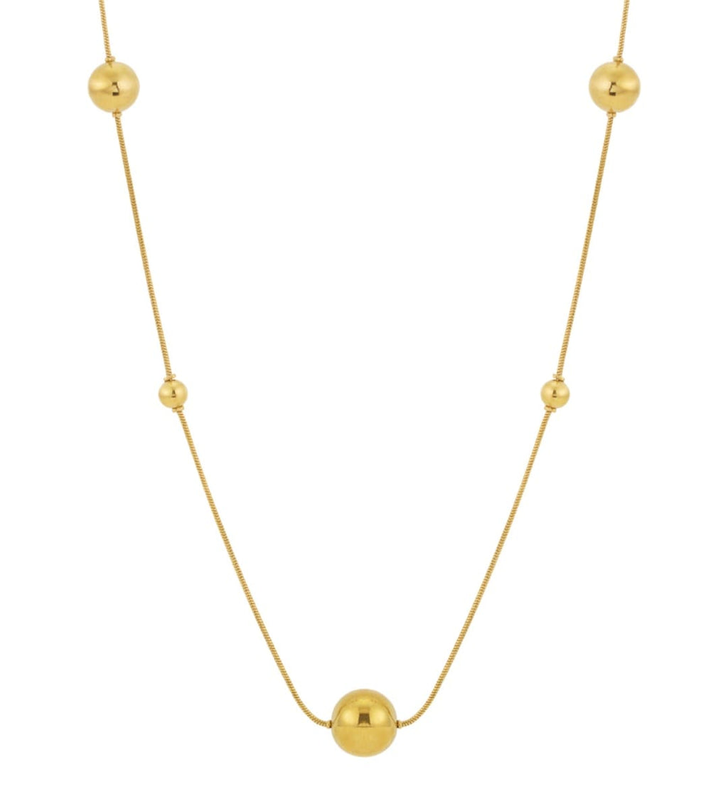 Gold beaded long necklace