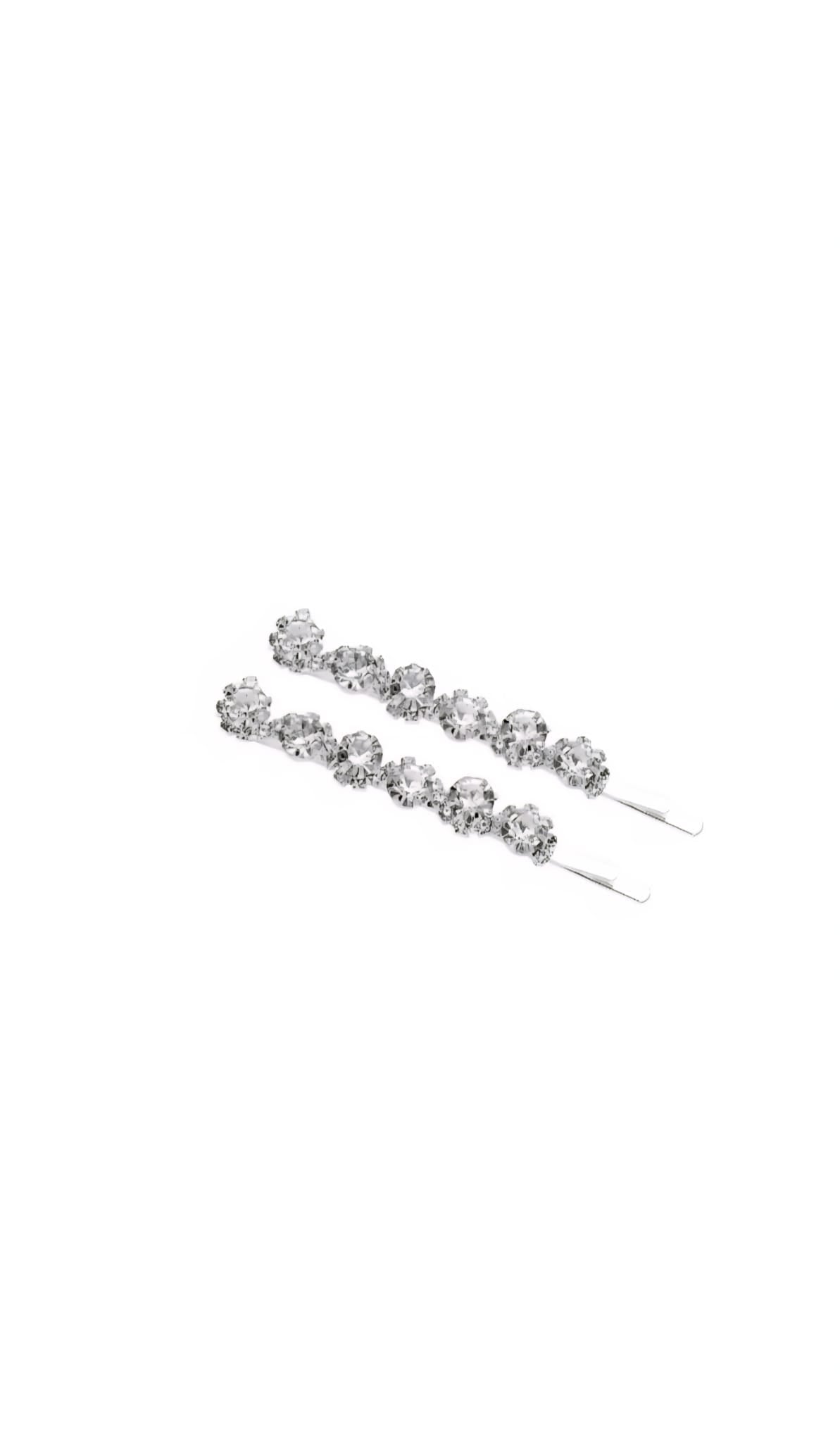 Hairclips shiny dubble diamonds silver