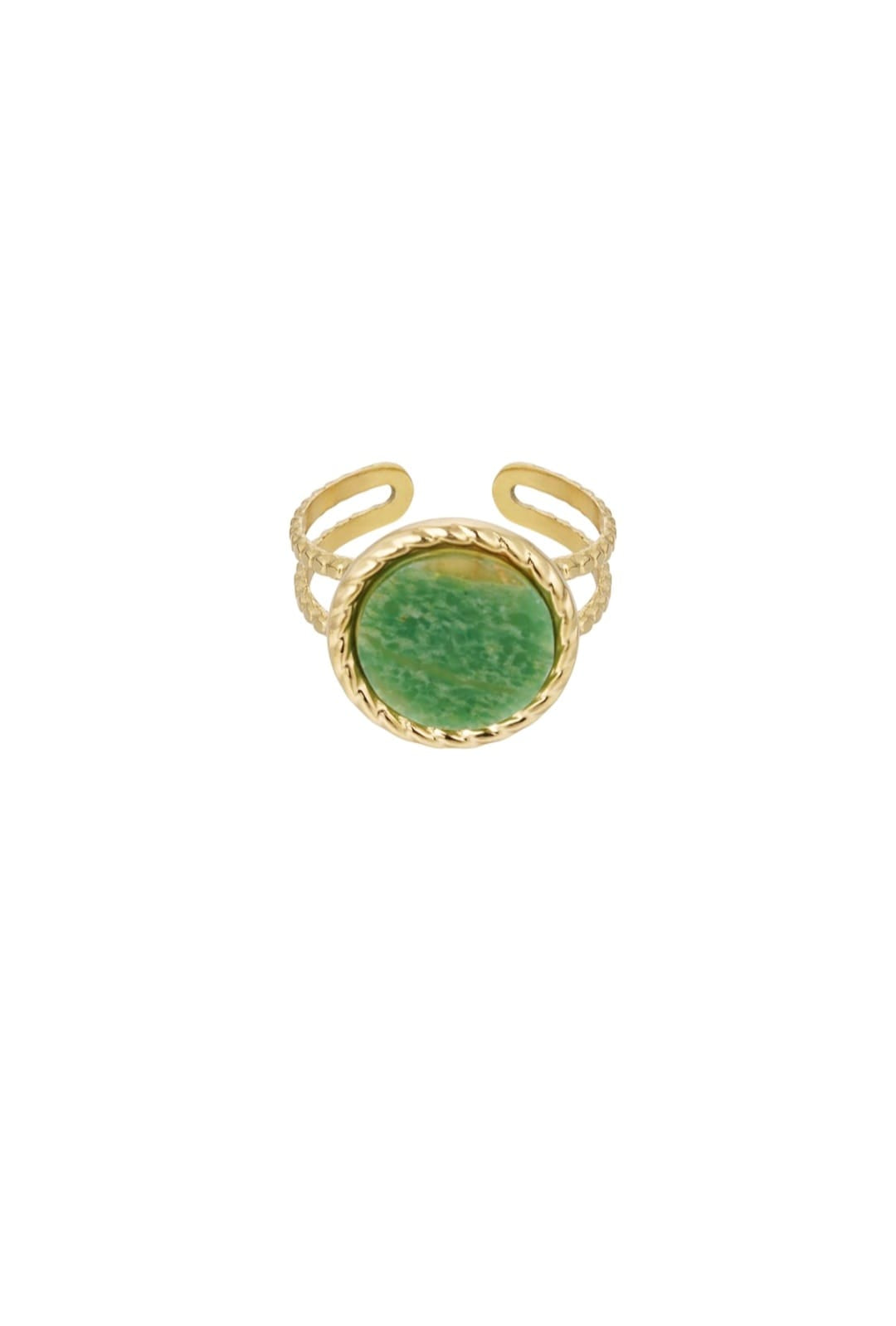 Green gold stone ring