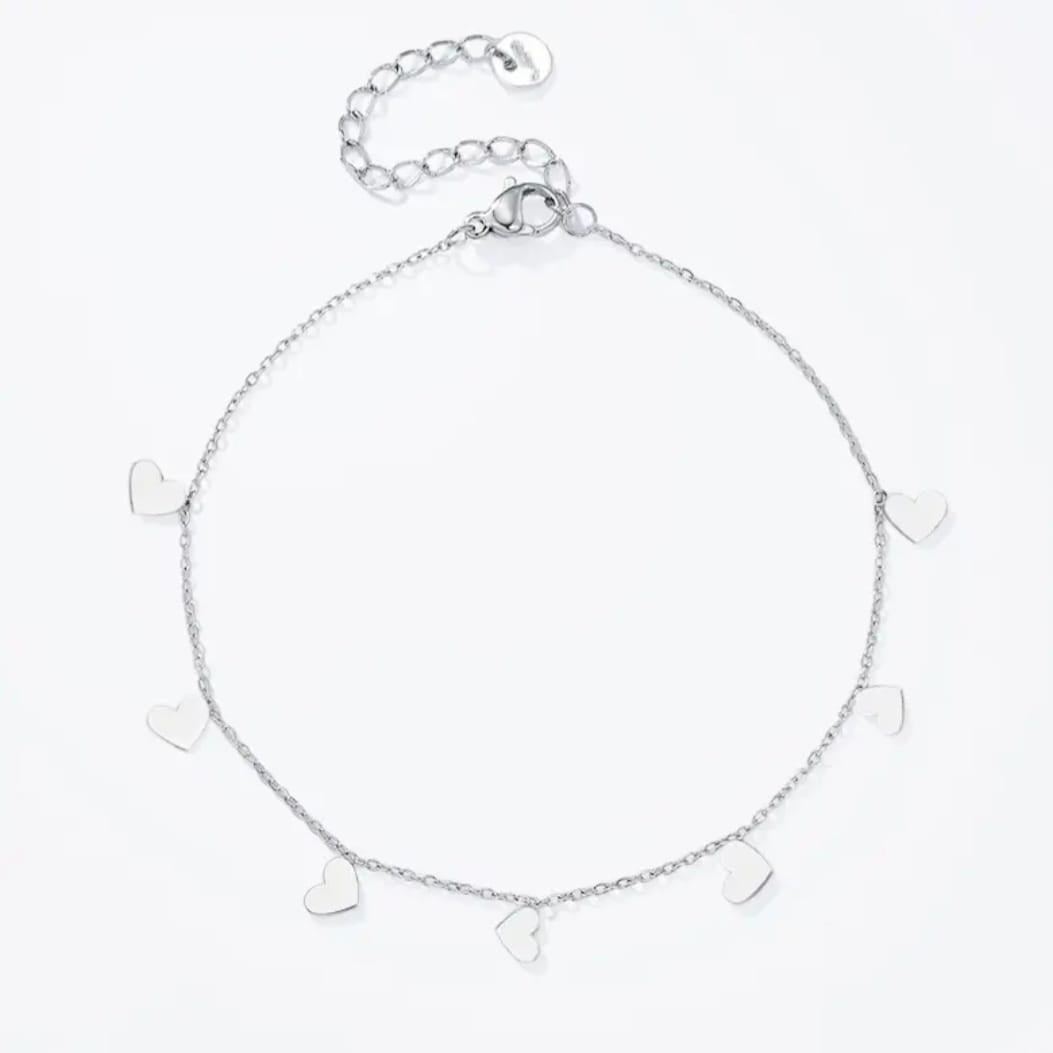 Enkelbandje hartjes zilver