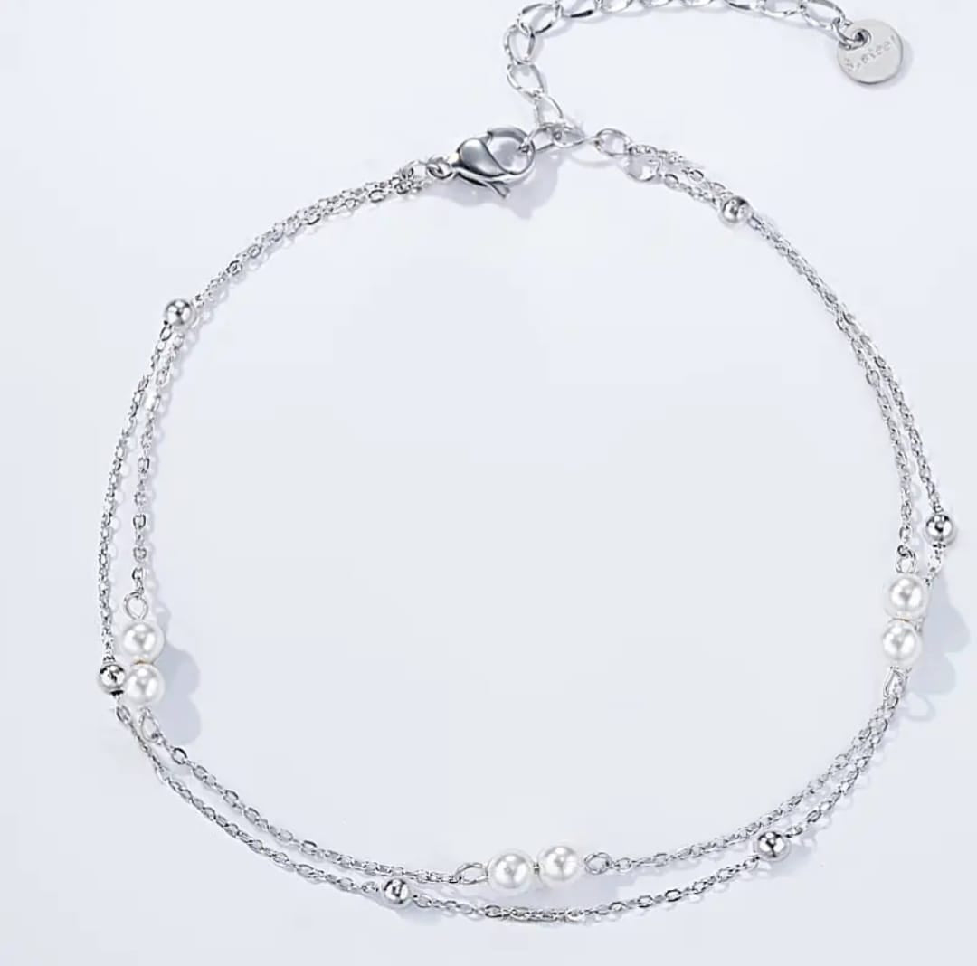Enkelbandje parels zilver